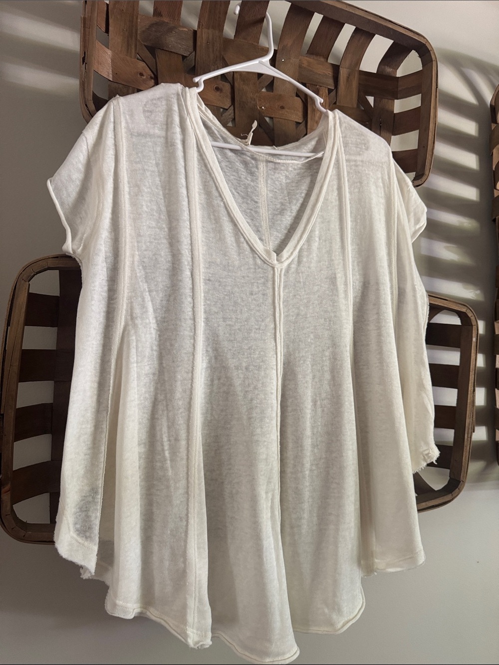 Women's Cream V-Neck Flowing Top - Free People